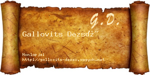 Gallovits Dezső névjegykártya